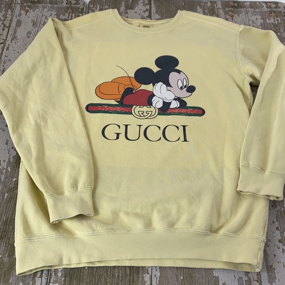 Vintage style yellow Mickey parody Gucci Crewneck sweatshirt - Picture 2 of 8